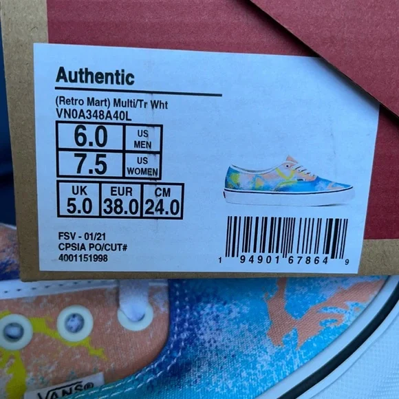 Vans Men’s Authentic Retro Mart Multi/True White Sneakers - Picture 16 of 16